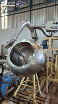 Biasinox 250-liter stainless steel coating pan with internal blades and hot air blower.