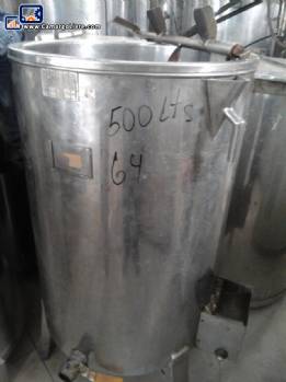 Stainless steel storage tank with stirrer for 500 L