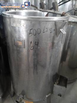 Stainless steel storage tank with stirrer for 500 L