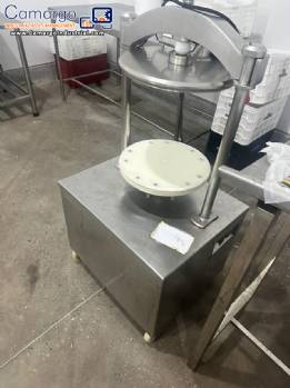 Hydraulic sausage stuffer with 2 stainless steel nozzles for sausages. Precision Stainless Steel